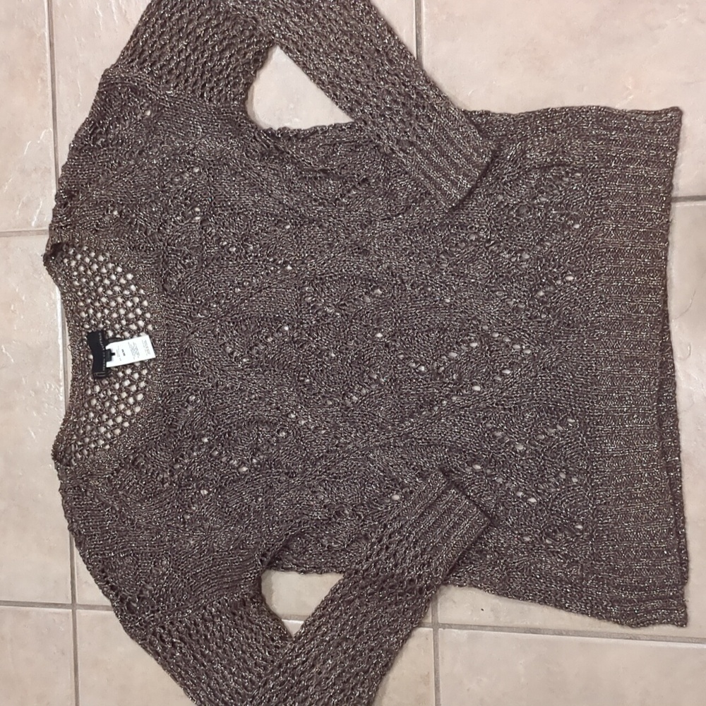 Jeans by Buffalo Metallic Gold Crochet Mesh Sweater Size Medium